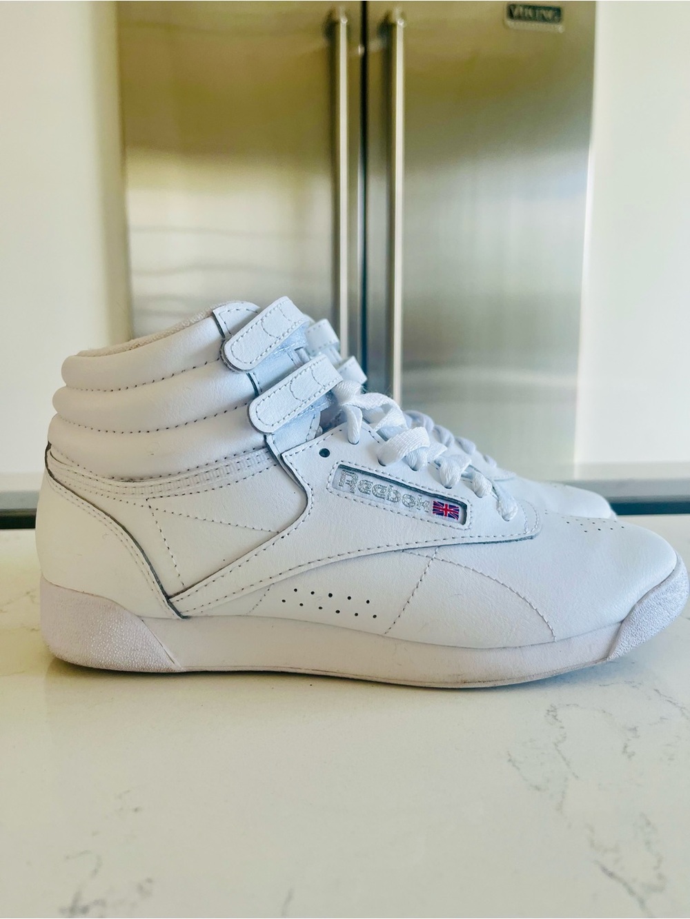 Reebok White High-Top Sneakers with Dual Straps